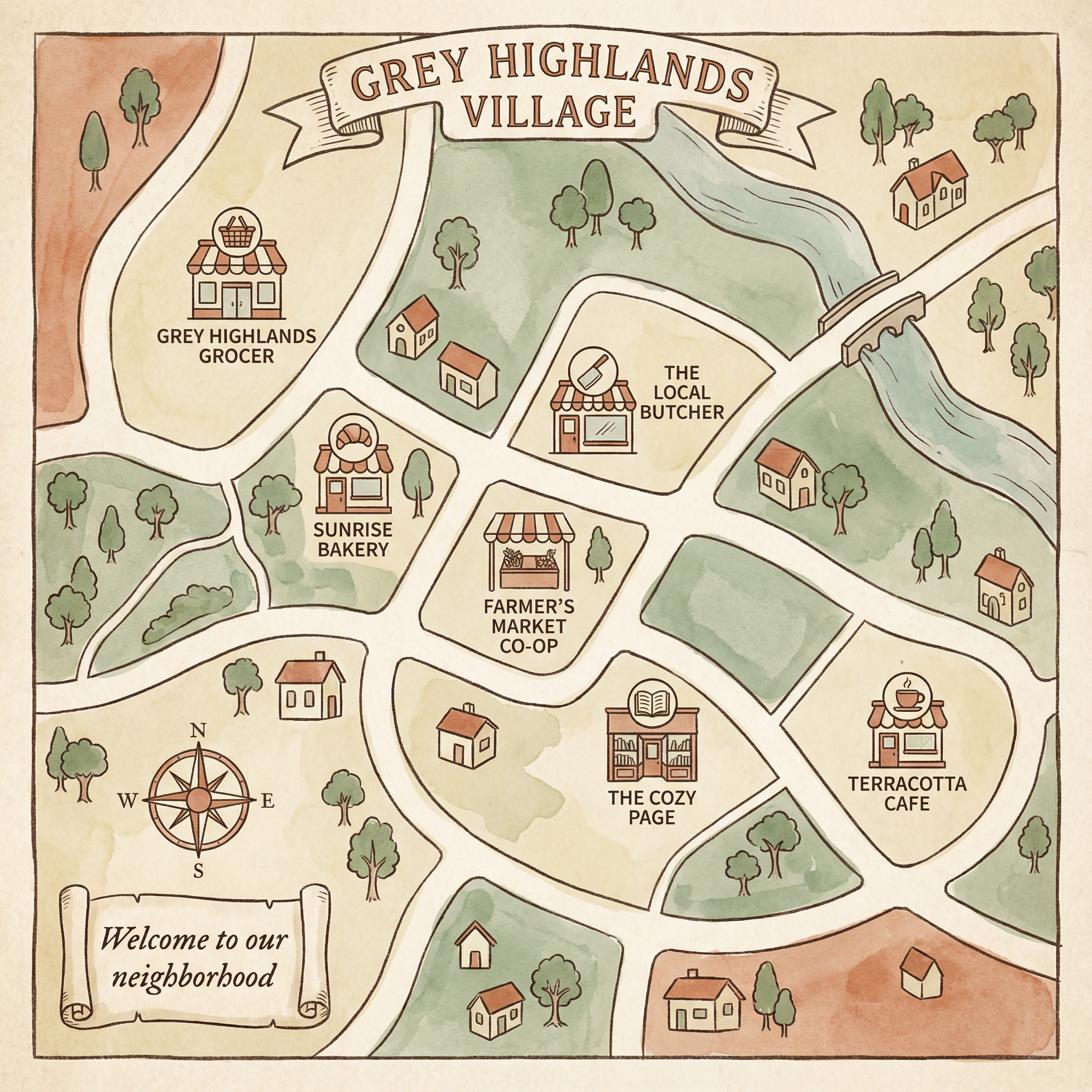 Map of local stores in Grey Highlands